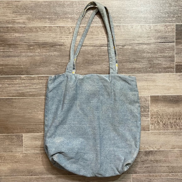 Vintage Disney Mickey Mouse Denim Tote Bag Flower Power - Picture 2 of 8